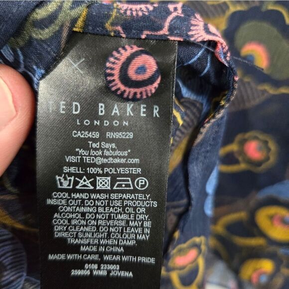 🐢 Ted Baker Juvena Floral Printed waterfall ruffle long sleeve top.  Size 1. - Picture 6 of 16